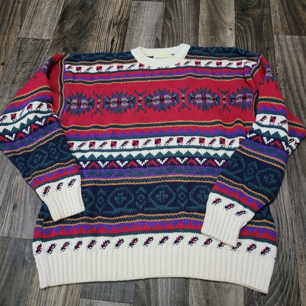 St. Johns Bay Sweater Men's Pullover Stretch Size Large Holiday Winter Fun